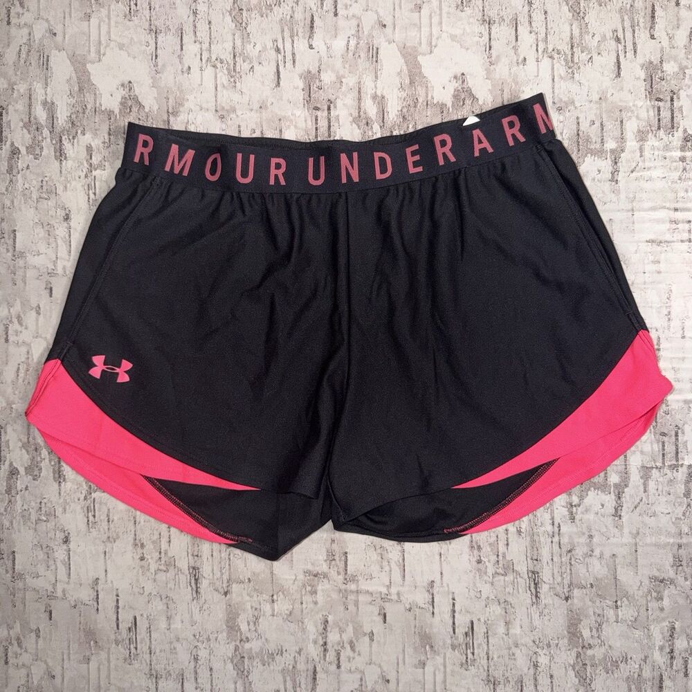 Under Armour HeatGear Women’s Black Pink Running Athletic Shorts Loose Medium